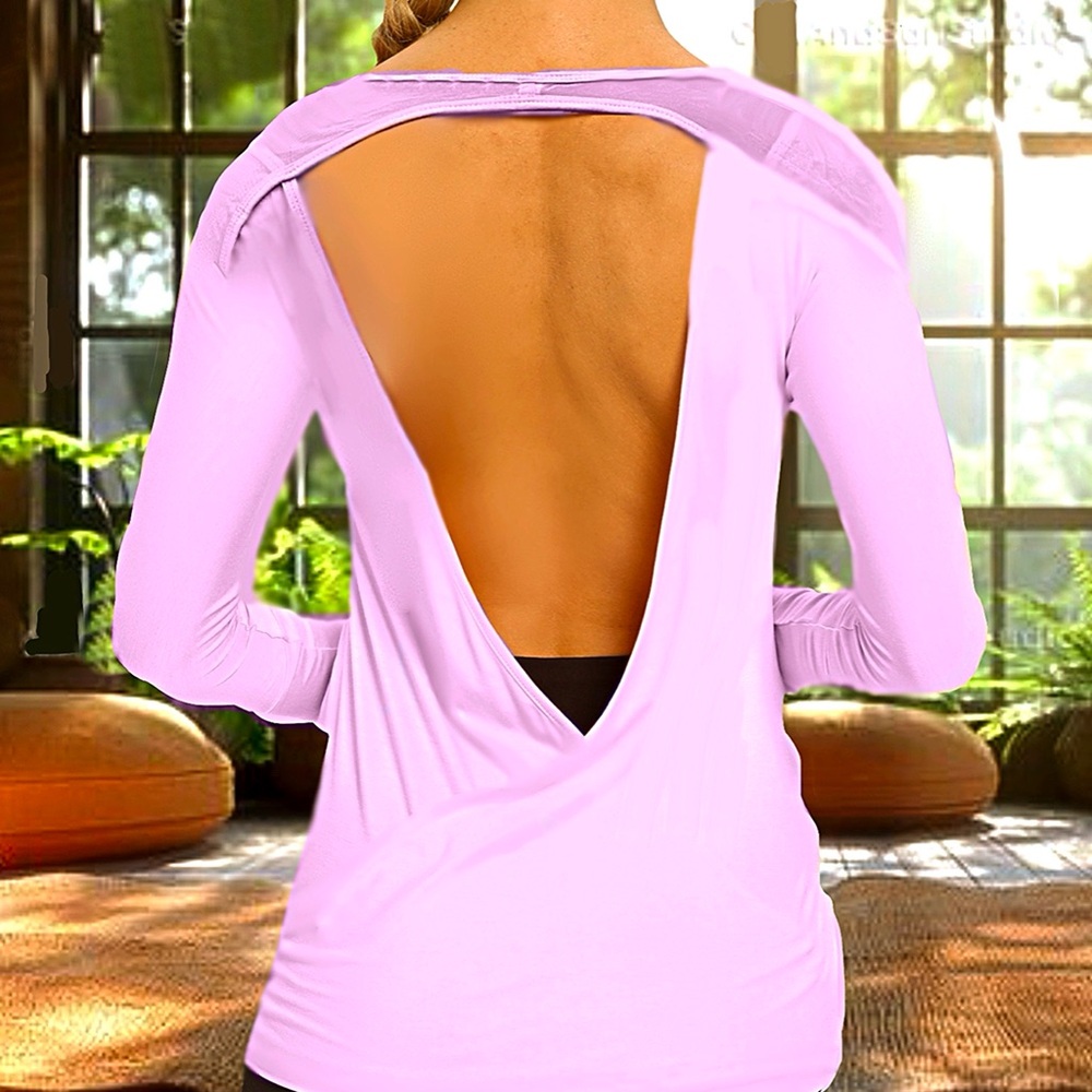 Pink Open Back Yoga Top - Picture 3 of 15